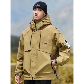 三防情侶沖鋒衣羽絨服男士2025冬季新款防水保暖戶外登山連帽外套