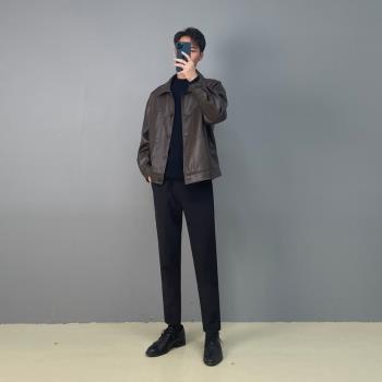 皮衣外套男秋季韓版休閑PU皮衣夾克2022春秋新款男士短款機車上衣