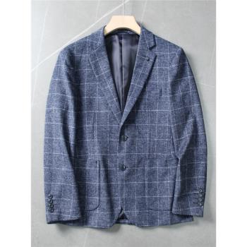 輕奢高階 羊毛混紡 撤櫃剪標男秋冬通勤休閑百搭西服外套加厚毛呢