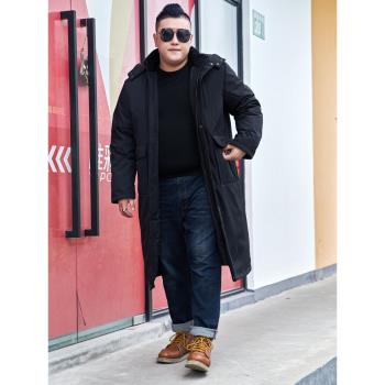 冬季男士長款羽絨服加肥加大300斤活裡活面大衣胖子大碼過膝棉襖