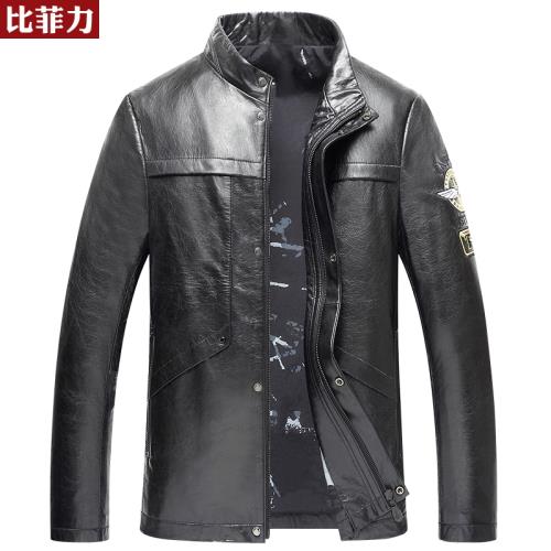 比菲力真皮皮衣機車款立領皮夾克男歐美街頭復古飛行員騎行機車服