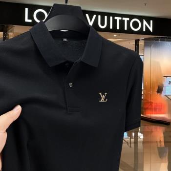高階刺繡polo衫男士長袖T恤2025新款純棉翻領商務保羅衫短袖男款