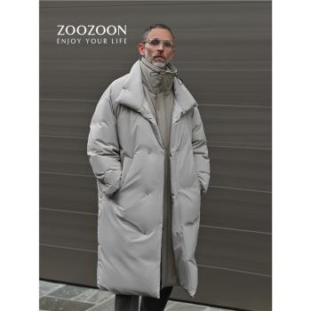 羽絨服男款冬季中長款加厚加絨保暖2024新長款過膝大衣外套派克服