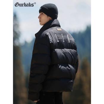 短款立領羽絨服男士潮牌2025年冬季新款麵包服加厚棉襖字母外套男