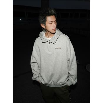 GOGOSOON冬季男士連帽衛衣350g親膚絨面一體鎖熱保暖金屬標外套Q