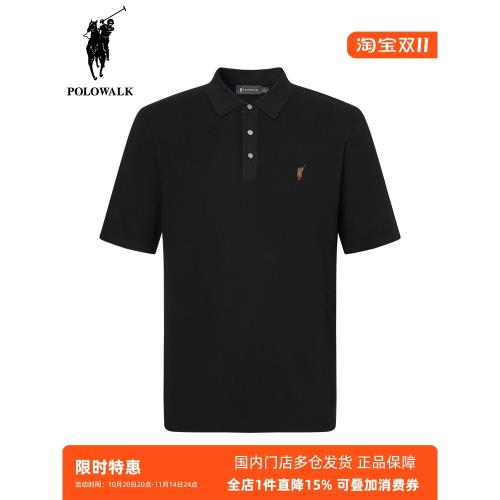 POLOWALK男士純色翻領針織衫短袖春秋商場同款商務休閑半袖polo衫
