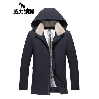新款派克服男士水貂毛整貂皮內膽尼克服海寧短款皮毛一體皮草外套
