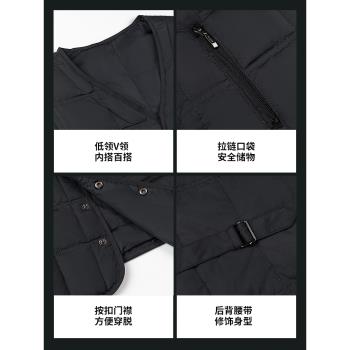 雪中飛男羽絨服馬甲冬季新款中老年老人爸爸保暖背心馬夾坎肩內膽