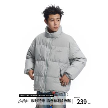 CoosRetro美式復古90白鴨絨三防印花羽絨服冬季情侶加厚麵包服潮