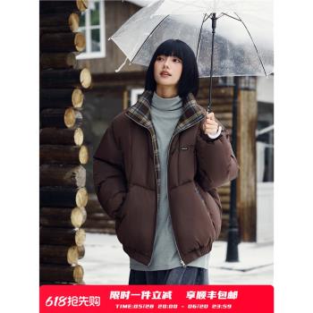 PSO Brand雙面穿特氟龍三防90絨防風防水男士格子羽絨服女款冬季