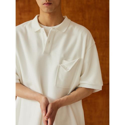 Crissrex Store NGOARMY 紐扣口袋短袖Polo衫基礎寬松男女Cityboy