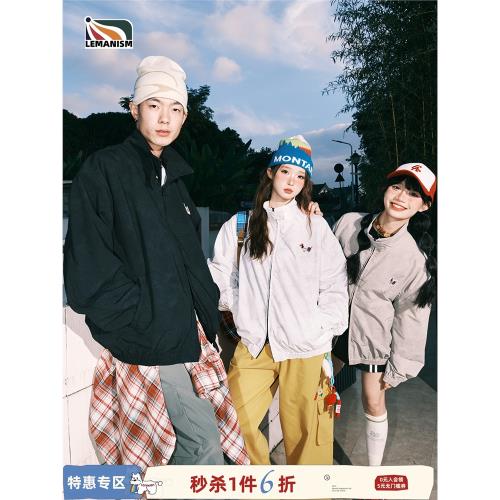 lemanism潮牌臘腸狗運動外套男2025春季情侶款扎染哈靈頓夾克上衣