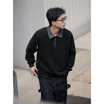 PSO Brand 300克針織撞色領半拉鏈長袖Polo衫上衣cleanfit外套春