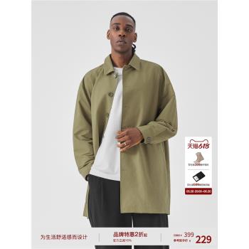 BODYDREAM BM新款中長款風衣外套男士寬松休閑經典翻領單排扣大衣