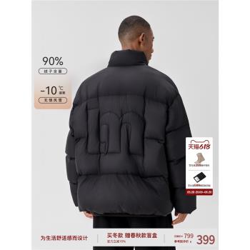 BODYDREAM BM新款輕薄高領短款羽絨服男冬季寬松保暖厚外套