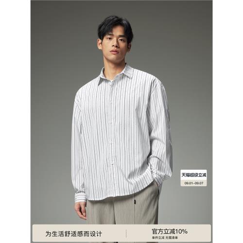 【燙鉆工藝】BODYDREAM挺括量感襯衫男寬松條紋外套長袖休閑襯衣
