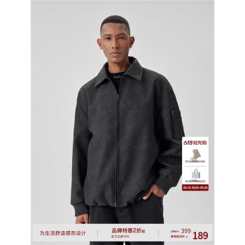 BODYDREAM BM蠟染做舊美式復古PU皮衣外套寬松休閑潮流男士皮夾克