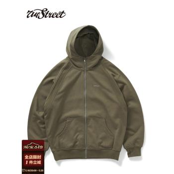 714street秋季新款重磅連帽衛衣開衫男2024美式復古寬松休閑外套