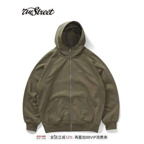 714street秋季新款重磅連帽衛衣開衫男2024美式復古寬松休閑外套