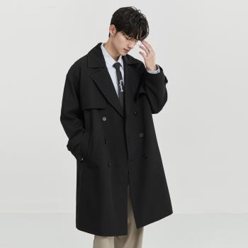 伯爵先生男24春英倫經典西裝領風衣中長款韓版雙排扣寬松休閑外套