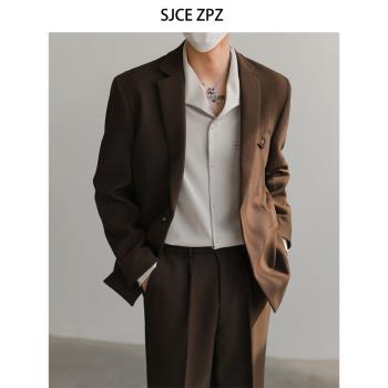 ZPZ秋冬季輕奢氣質男士休閑西服 韓版高階感西裝外套潮男單西上衣