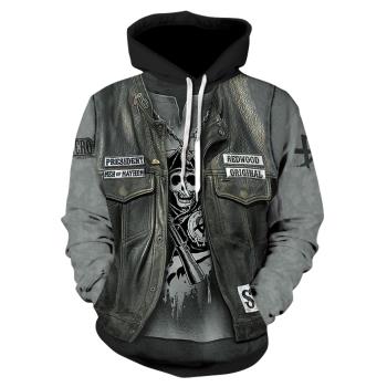Skull 3D Print hooded jumper 歐美骷髏3D印花連帽套頭長袖衛衣