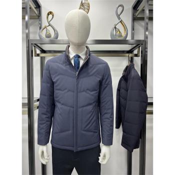 品質鴨絨服24年冬季男士立領短款羽絨服休閑時尚保暖外套上衣非賢