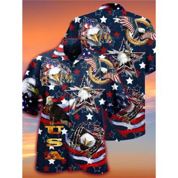 3D digital printed short sleeved shirt 3D數碼印花短袖襯衣男