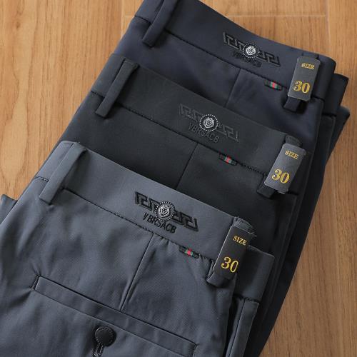 ODM輕奢 錦綸冰絲速干彈力面料絲滑垂順男士春秋商務小腳休閑長褲