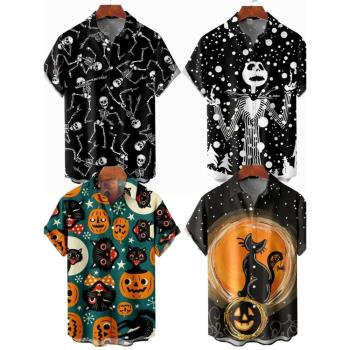 3D digital printed shirt short sleeved 3D數碼印花襯衣短袖男