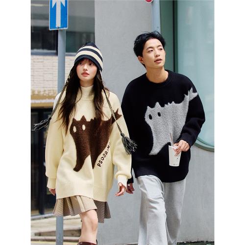 PSO Brand男裝女裝圓領毛衣寬松針織衫上衣慵懶松弛感毛線衣冬季