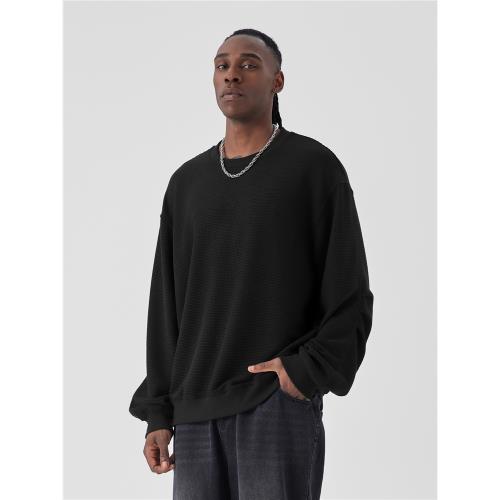 BODYDREAM繡花針織衫肌理感圓領秋款寬松落肩上衣休閑男士衛衣