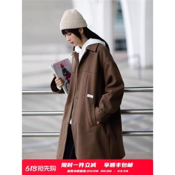PSO Brand 冬季保暖毛呢大衣男中長款冬季新款單排扣呢子外套情侶
