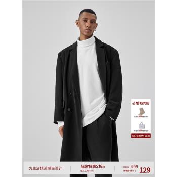 BODYDREAM長款西裝外套男高級感秋季墊肩潮牌復古雙排扣休閑西服