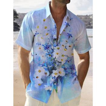 Holiday 3D floral print large-size shirt 度假3D花卉大碼襯衣