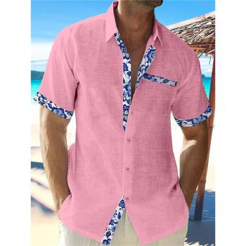 Casual 3D cardigan short-sleeved shirt休閑3D印花開衫短袖襯衣