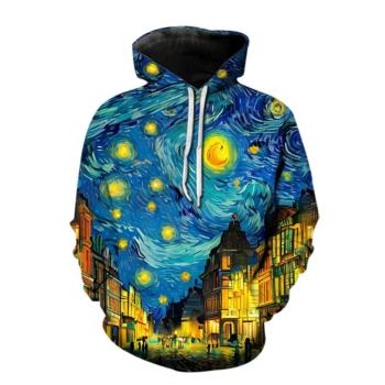 3D oil painting print loose hoodie 3D油畫印花寬松長袖連帽衫