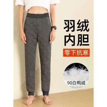 男士輕薄羽絨褲冬季2024新款內穿棉褲東北哈爾濱防寒內膽修身保暖