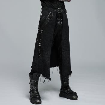 ╋魔嘆╋ PUNK RAVE哥特ROCK金屬搖滾賽博蒸汽朋克腰封男裙 WQ561