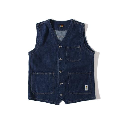 略潮好品質日系復古水洗工裝馬甲潮牌男女休閑牛仔軟肩坎無袖背心