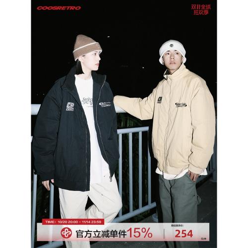 CoosRetro美式復古LOGO刺繡棉衣外套男女秋冬潮牌街頭棉服面包服