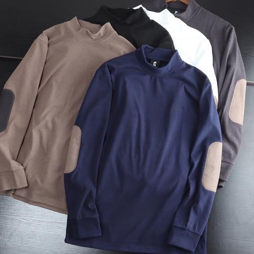 外貿男裝雙面德絨軟糯舒適秋冬男士時尚百搭半高領長袖衛衣打底衫