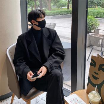 呢子西服外套男春秋冬季高街韓版潮流衣服痞帥高階感墊肩休閑西裝