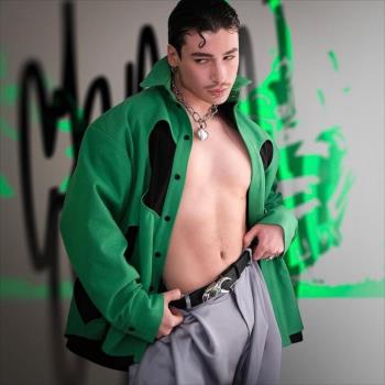 Shirt jacket for men歐美性感男士polo襯衫愛心單排扣長袖外套男