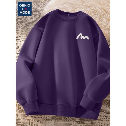 GENIOLAMODE男衛衣重磅25春秋款無性別極光紫街頭風簡約設計上衣