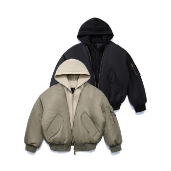 牧獅堡ma1飛行員夾克棉服男美式冬季加厚潮牌假兩件連帽棉衣外套