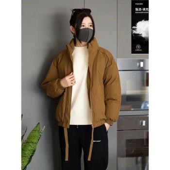 秋冬新款保暖蓬鬆麵包服情侶加厚立領寬松棉服禦寒韓版純色上衣男