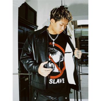 South美式街頭復古冬季保暖PU皮棉衣男drill風機車夾克棉服外套潮