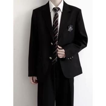 dk制服男三粒扣學生黑色西服外套COS西裝寬松正裝西裝西褲全套裝