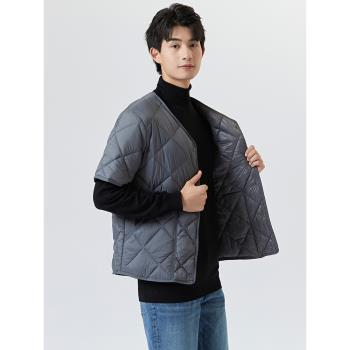 2024秋冬季羽絨棉服短袖內膽男士棉衣輕薄打底半袖馬甲男坎肩護肩